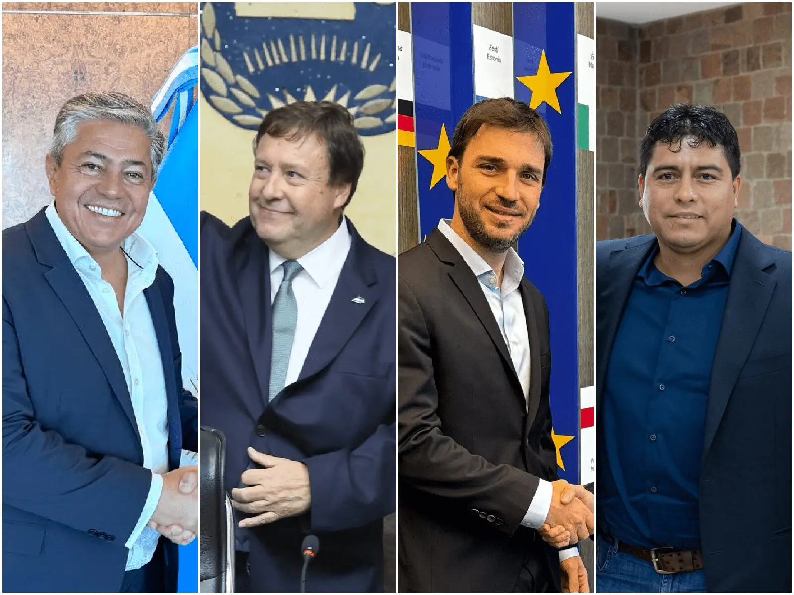 De izq. a der: Rolando Figueroa (Neuquén), Alberto Weretilneck (Río Negro), Ignacio Torres (Chubut) y Claudio Vidal (Santa Cruz).