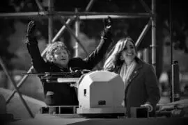 NOTICIAS ARGENTINAS, JULIO 9: El presidentw Javier Milei y la vicepresidente Victoria Villarruel en un tanque TAM2C durante el desfile patrio en el Día de la Independencia. FOTO NA: JUAN VARGAS