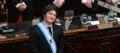 NOTICIAS ARGENTINAS BAIRES,SEPTIEMBRE 15:El presidente Javier Milei se encontraba esta noche en la Cámara de Diputados para presentar el Presupuesto 2025 por cadena nacional. FOTO NA: MAXI LUNA