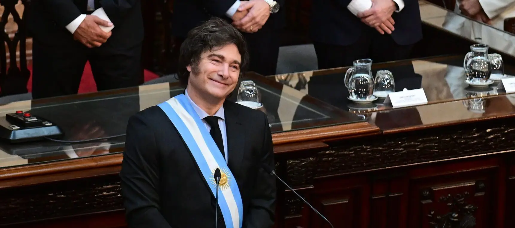 NOTICIAS ARGENTINAS BAIRES,SEPTIEMBRE 15:El presidente Javier Milei se encontraba esta noche en la Cámara de Diputados para presentar el Presupuesto 2025 por cadena nacional. FOTO NA: MAXI LUNA