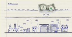 El dólar flota. Imagen creada con inteligencia artificial por los autores.
