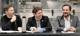 Augusto Costa, Axel Kicillof y Ariel Sujarchuk en el lanzamiento del COPEC, en mayo. Foto: Prensa PBA.